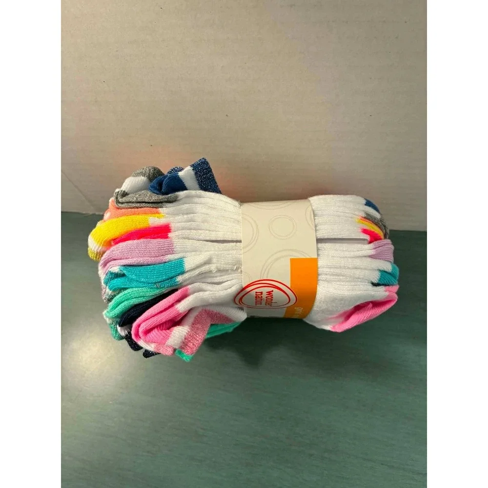 Wonder Nation Girls No Show‎ Socks 20 Pair Pack Multicolor Shoe Size 10.5-4 M